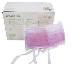 Mask Face Laser Plume Barrier® Extra Protection Anti-fog Pleated Tie Closure One Size Fits Most Lavender NonSterile Not Rated Adult (50/BX 10BX/CS) by Molnlycke Health Care US, LLC  ID 42361